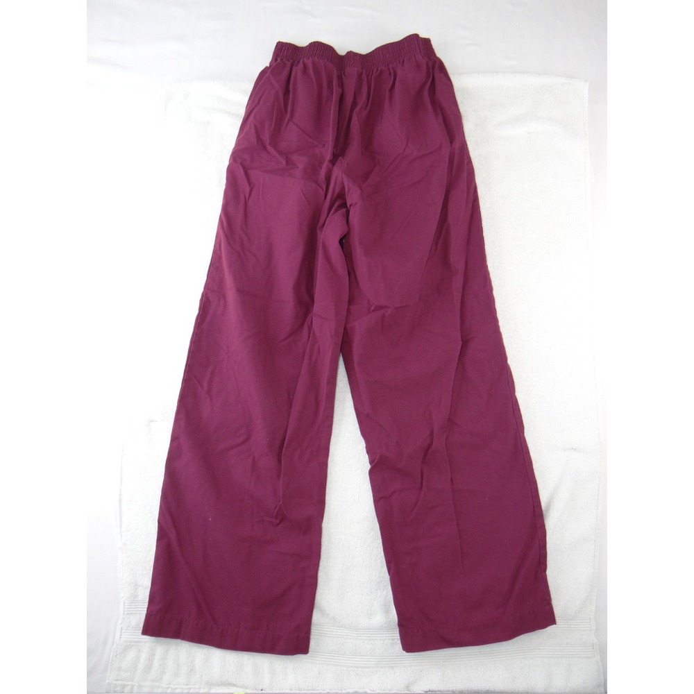 Butter-Soft‎ Womens Scrub Set Burgundy V-Neck Top Elastic Waist Pants Size Small - Picture 3 of 16